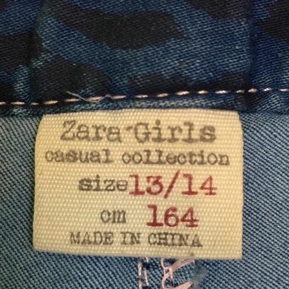 Zara Girls | Blue Animal Print Skinny Jeans, Size 13/14 - Picture 7 of 7